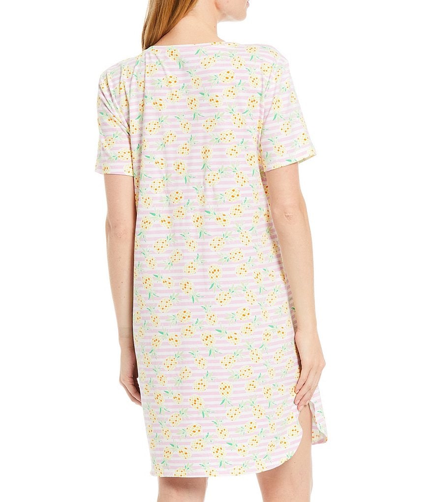 Sleep Sense Stripe & Pineapple Printed Jersey Knit Sleepshirt