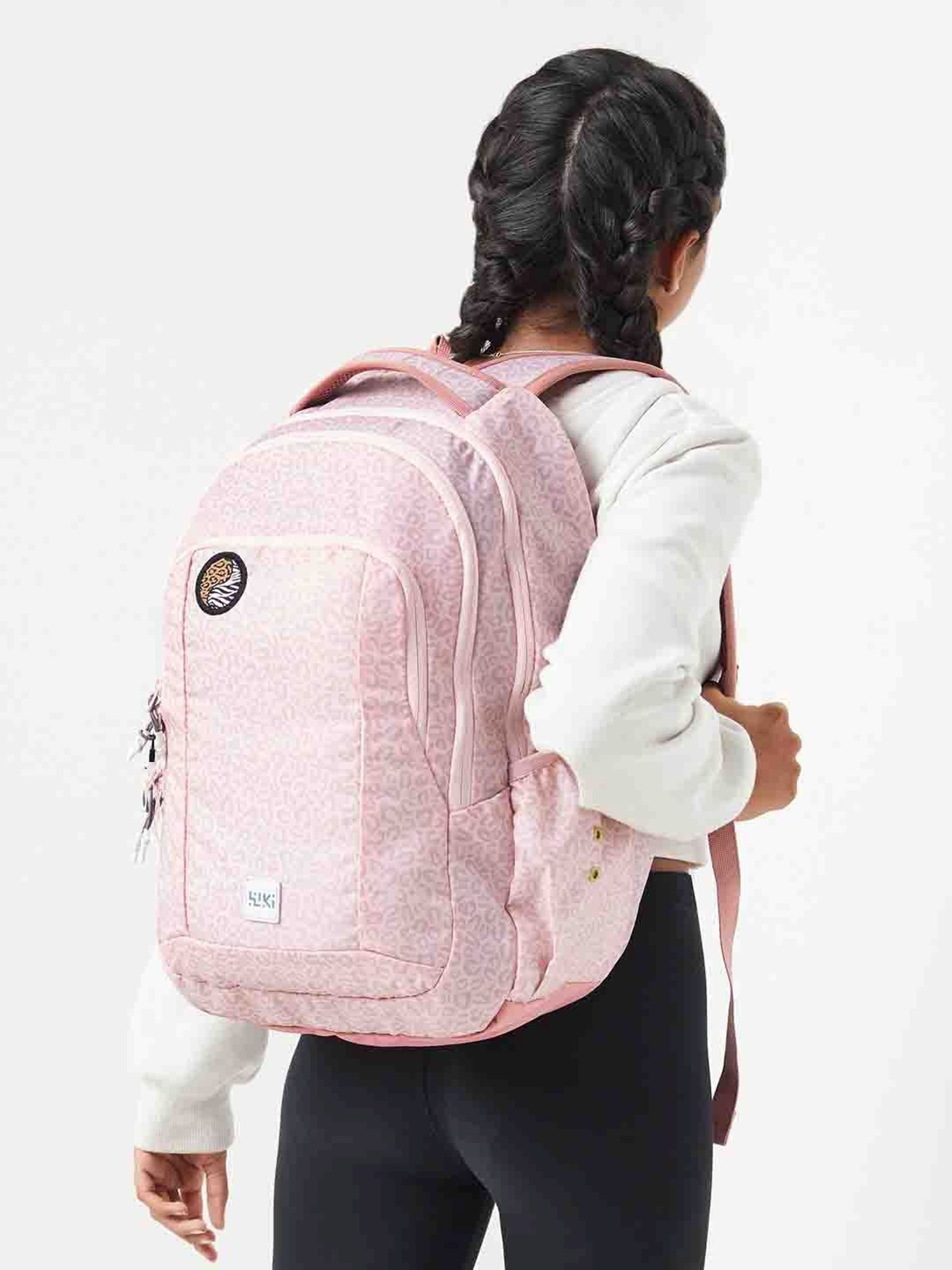 Wiki Back to School 2 Peach Polyester Printed Backpack - 30 Ltrs