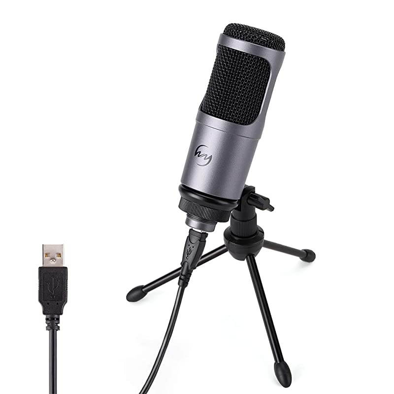 USB Microphone  PC Condenser Mic for Mac or Windows Laptop and Computer ZY905 Desktop Microphone for Gaming Recording Live Streaming YouTube Videos Gray