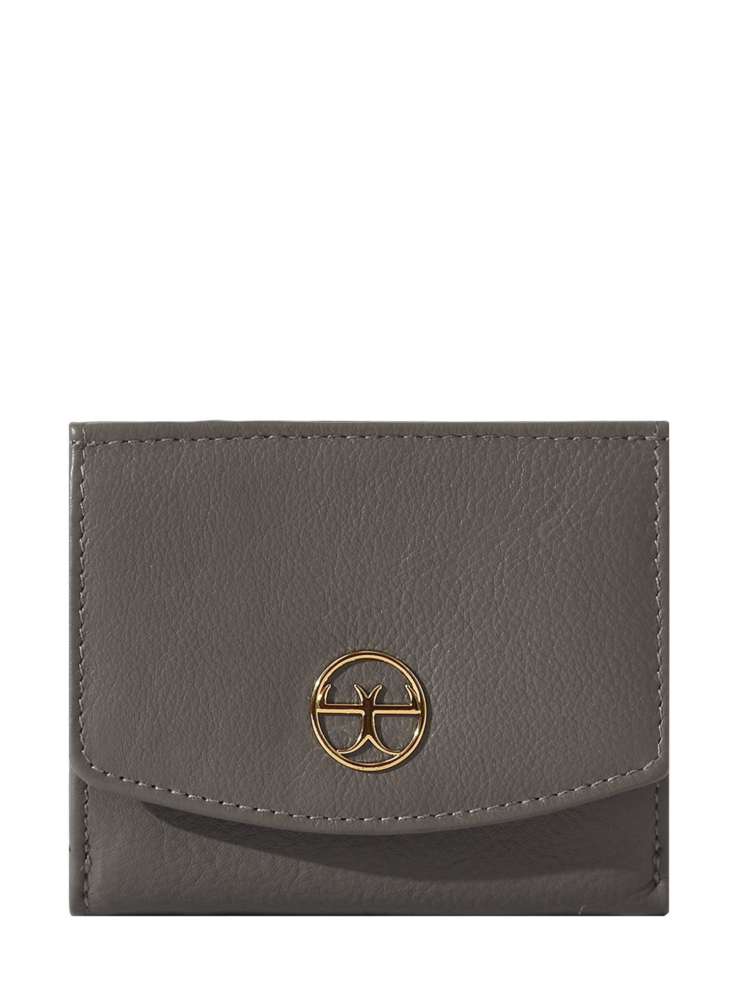 Eske Grey Leather Bi-Fold Wallet for Women