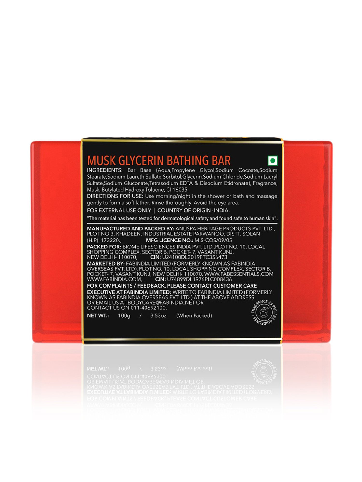 Fabessentials Musk Glycerin Bathing Bar  - 100 gm