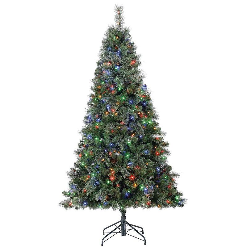 Home Heritage 7' Cascade Cashmere Quick Set Christmas Tree and Changing Lights