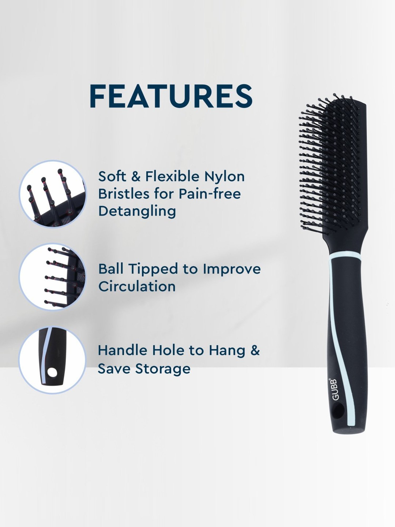GUBB Styling Brush for Hair Styling, Flat Hair Brush - Vogue Range