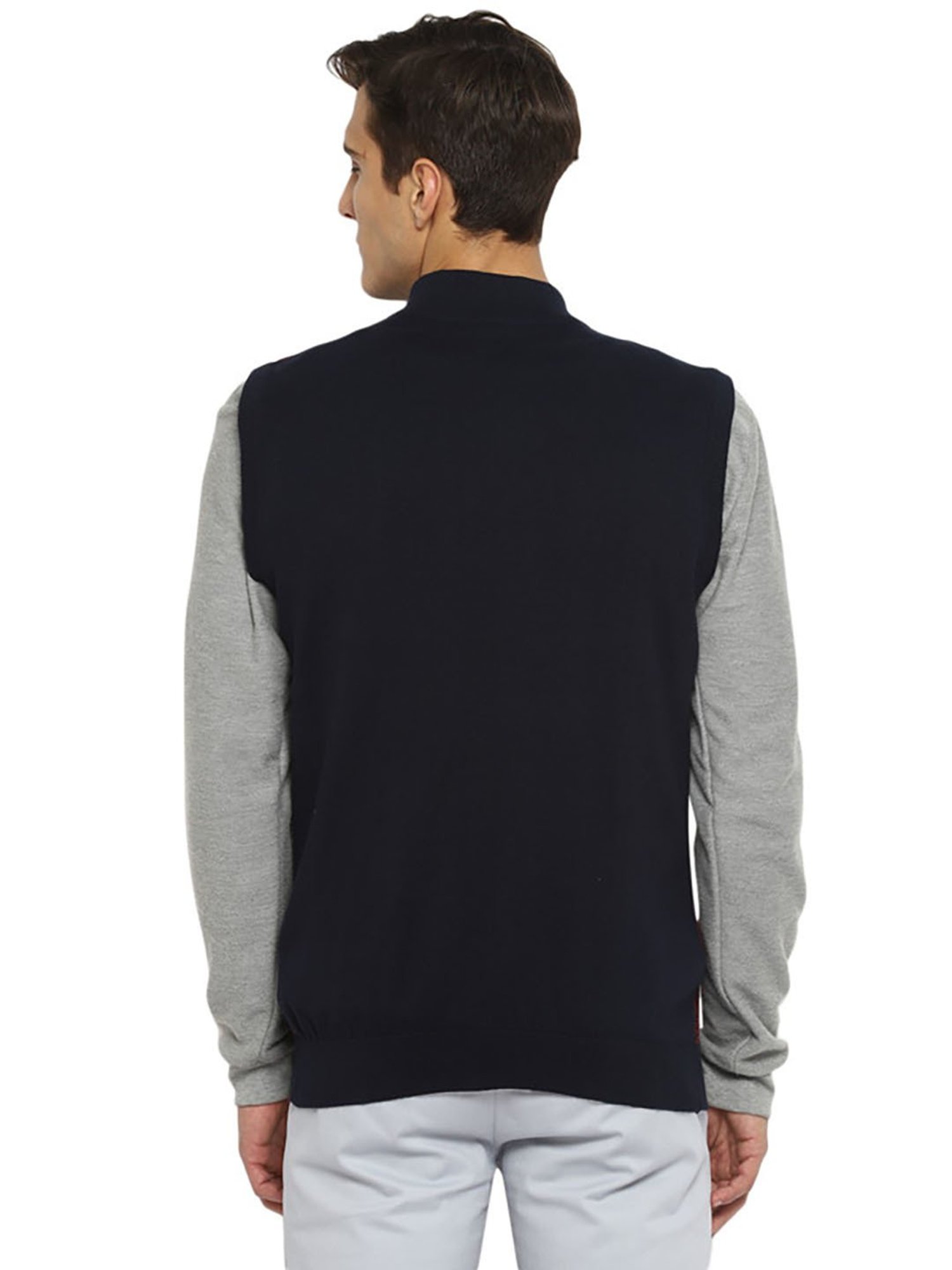 Turtle Navy & Black Cotton Regular Fit Self Design Sweater