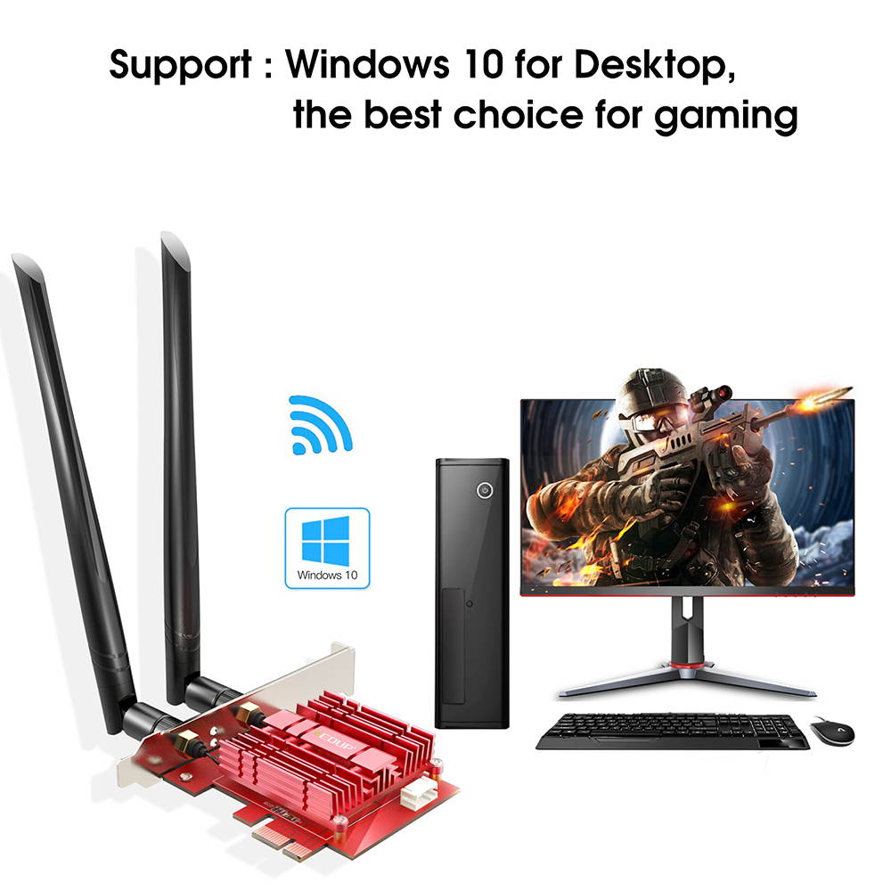 EDUP WiFi 6 Card AX 3000Mbps PCIe Network Card AX200 802.11AX 2.4Ghz/5.8Ghz with Bluetooth 5.0 & Heat Sink Wireless PCI Express Wi-Fi Adapters Dual Band Antenna for Windows 10 64-bit