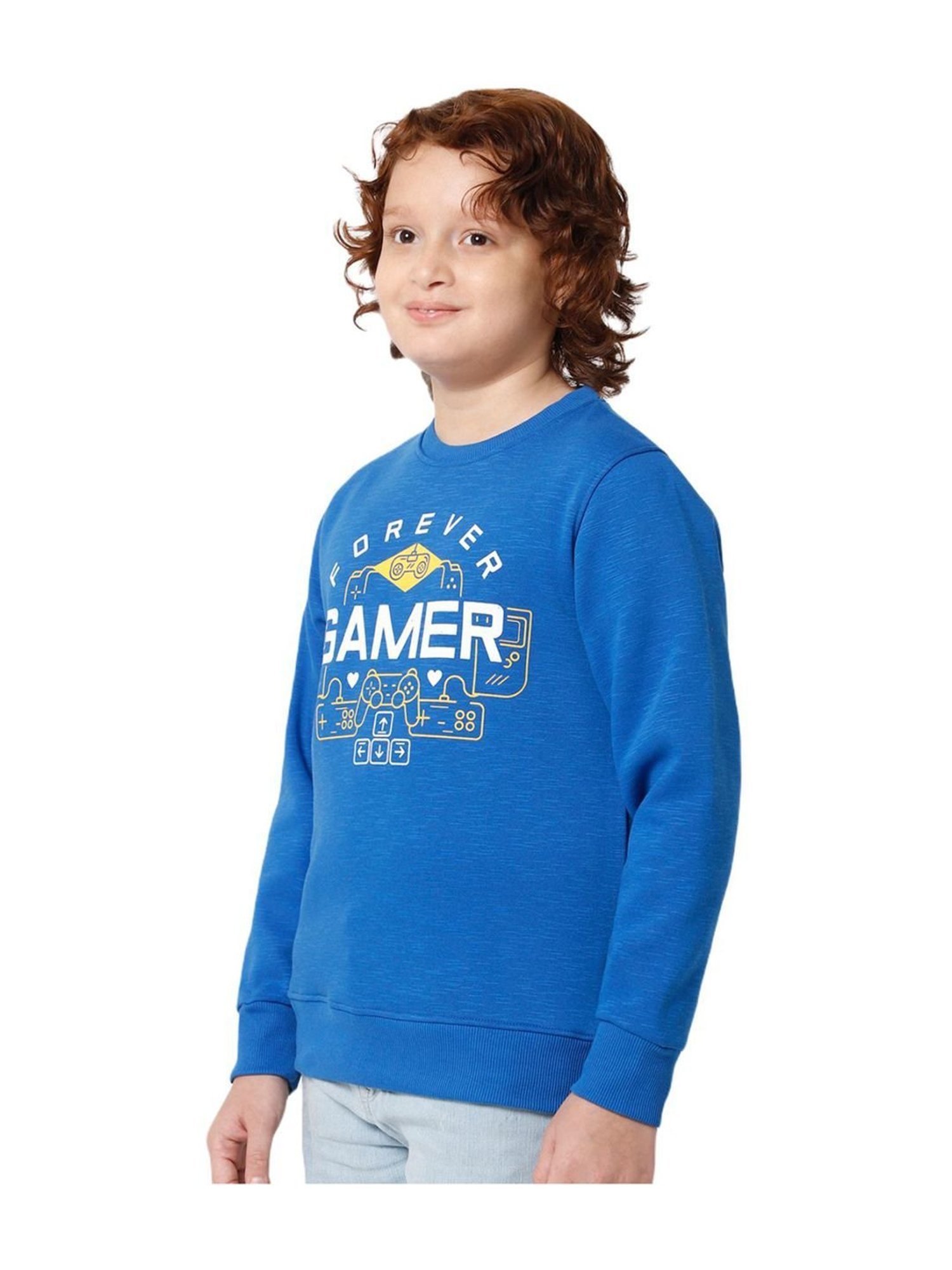 Proteens Kids Royal Blue Printed Full Sleeves Sweatshirt