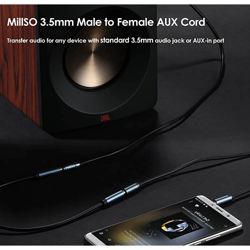 35mm Headphone Extension Cable 33 ft TRRS 35mm Male to Female Stereo Audio Jack Extension Adapter Auxiliary AUX Cord for Headphones Earbud Speaker Car Stereo Home HiFi Stereo System