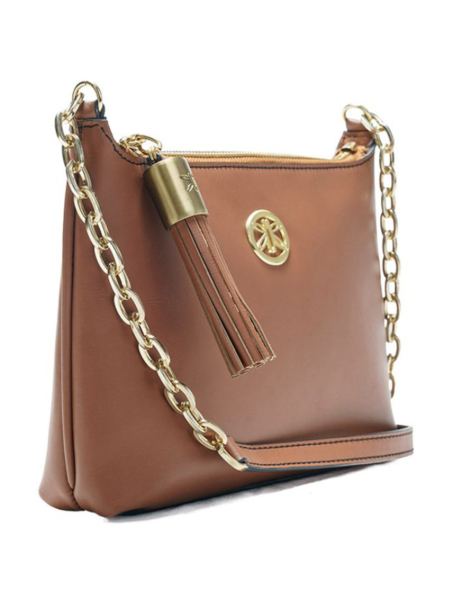 RI2K London Tan Leather Medium Cross Body Bag