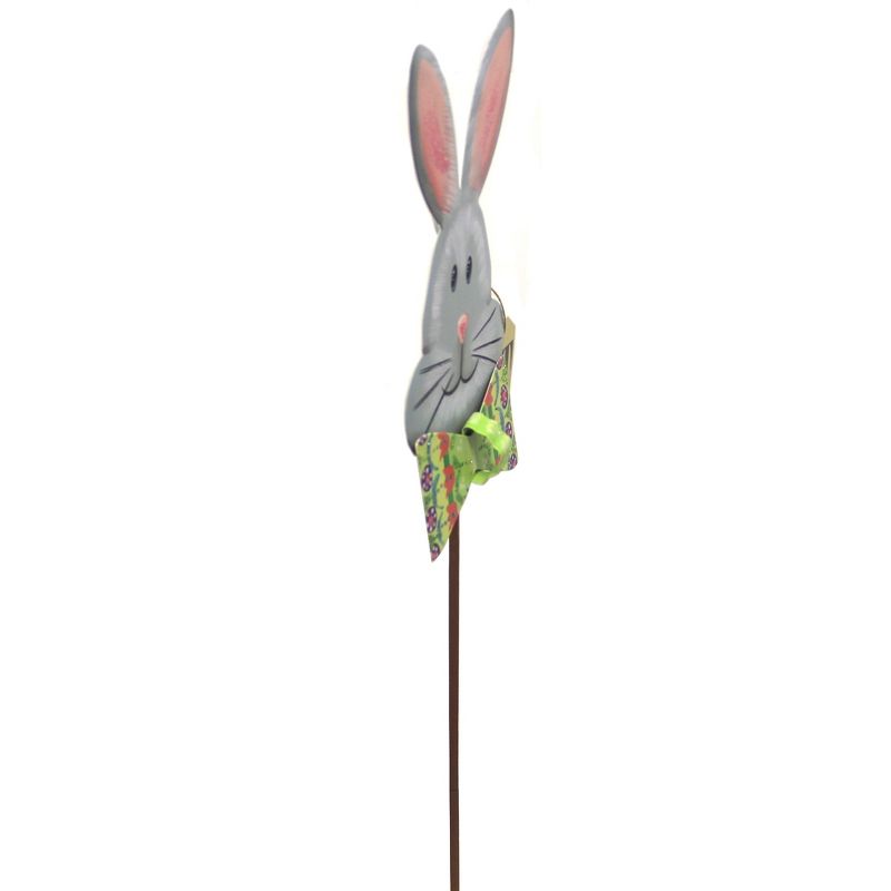 Easter 27.5" Folk-Art Bunnies With Bow-Ties Glitter  -  Decorative Garden Stakes