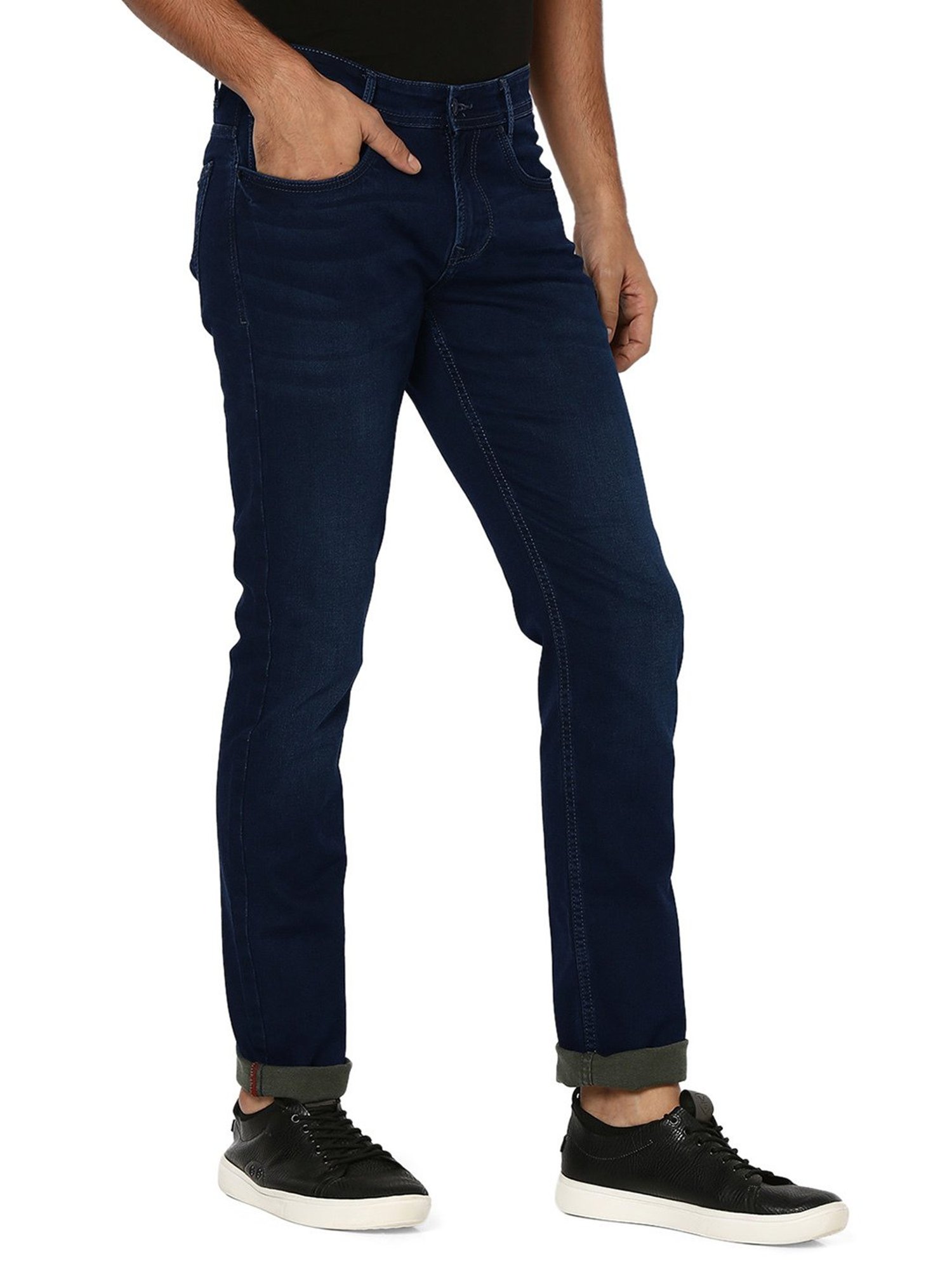 Mufti Dark Blue Narrow Fit Lightly Washed Jeans