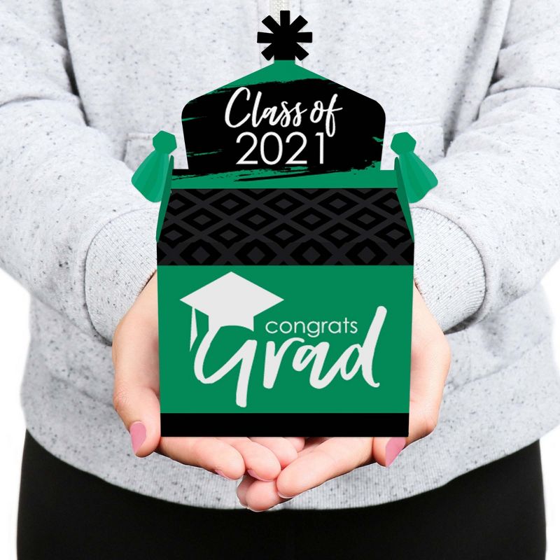 Big Dot of Happiness Green Grad - Best is Yet to Come - Treat Box Party Favors - 2021 Green Graduation Party Goodie Gable Boxes - Set of 12