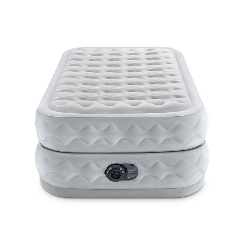 Living iQ Inflatable Portable Small Travel Size Kids Toddler Sleeping Blow Up Air Bed Mattress with Electric Pump and Headboard, Marvel Avengers