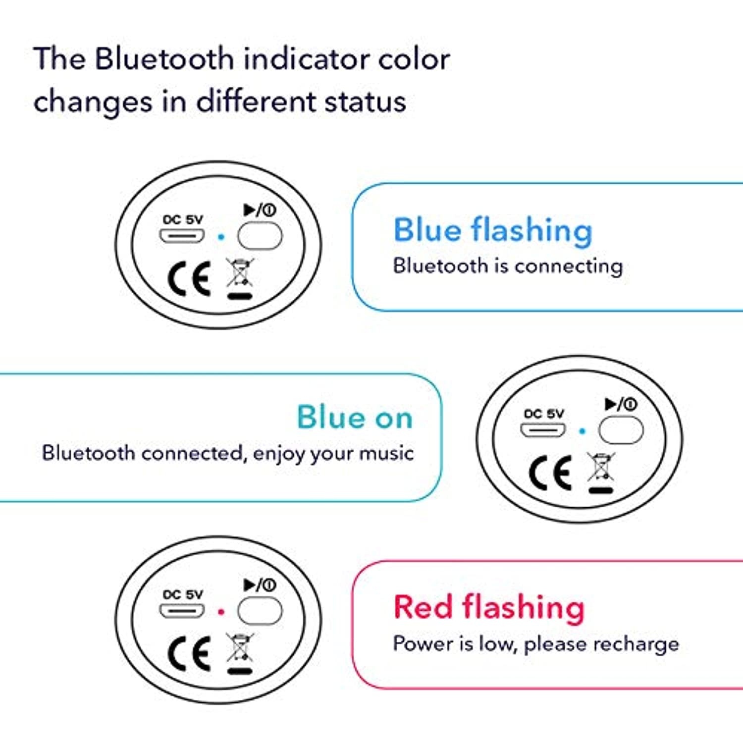 HUGMO Black Bunny Compact Bluetooth Portable Speaker, USB Rechargeable Battery, Built-in Microphone