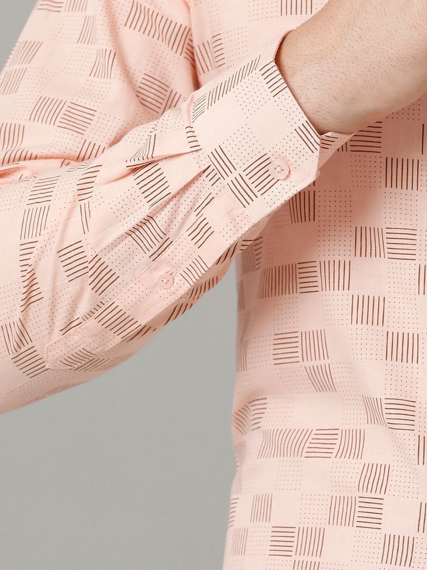 Cavallo By Linen Club Pink Linen Contemporary Fit Printed Shirt