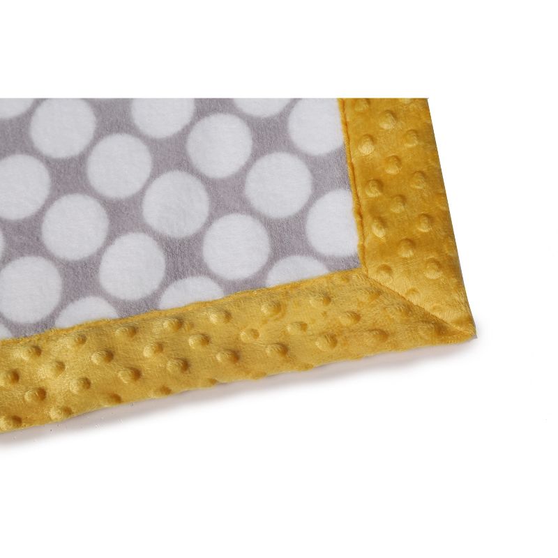 Bacati - Grey Dots with Solid Border Blanket (Grey Dots/Yellow Border)