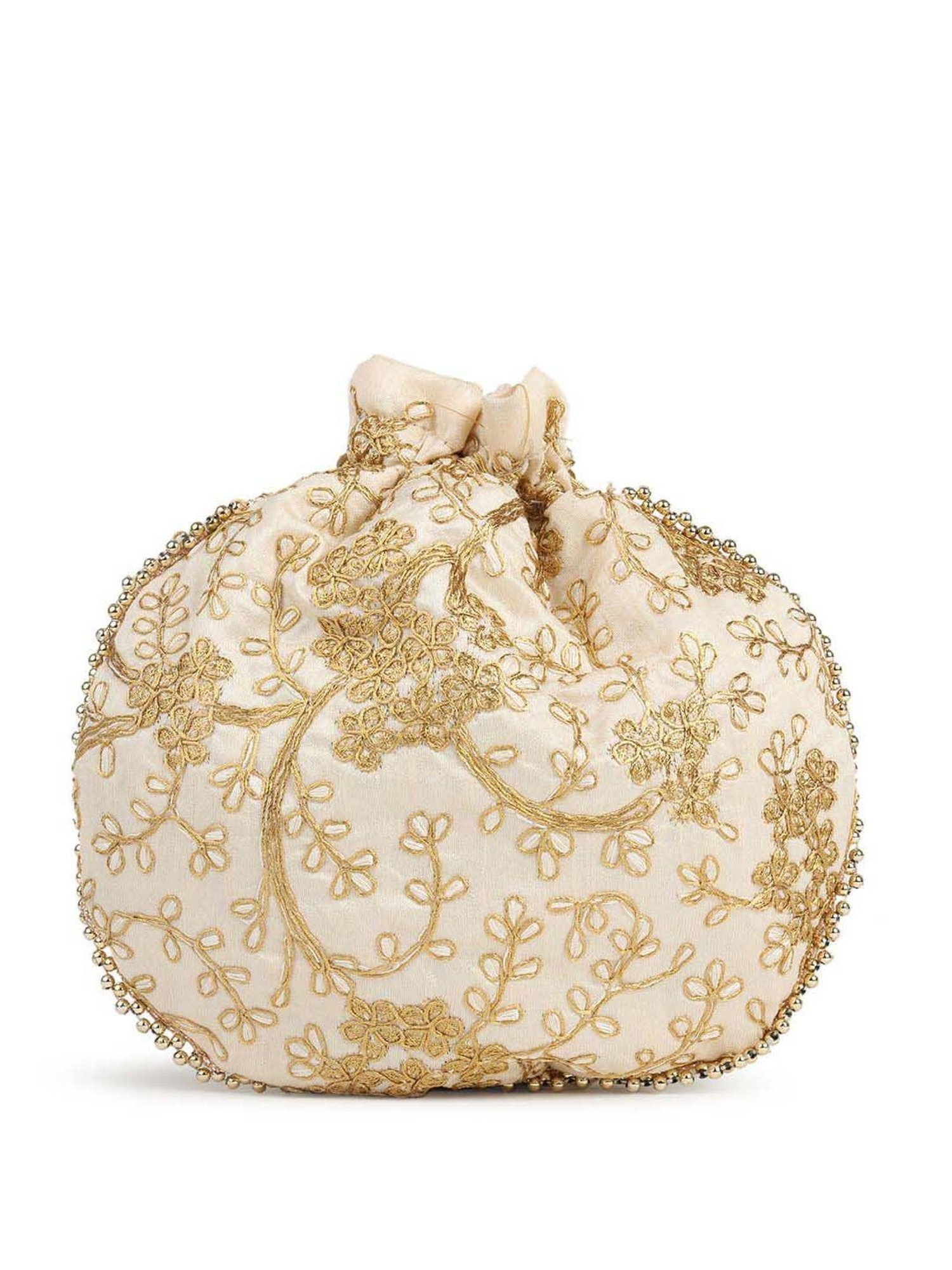 Gaurapakhi White Embroidered Potli