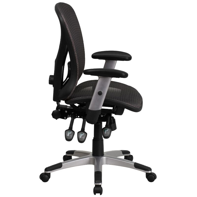 Emma and Oliver Mid-Back Transparent Gray Mesh Multifunction Ergonomic Office Chair - Arms