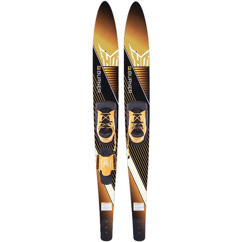 HO Skis Burner 61-Inch Waterskiing Combo Skis with Trainer Bar Bindings and Instructional DVD, One Size, Orange