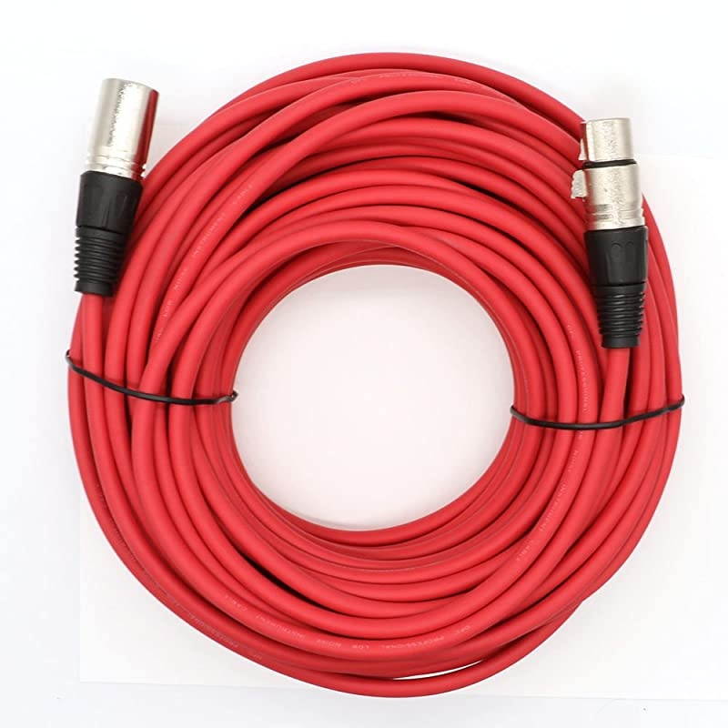 20m Patch Snake Cord Low Z Speaker Sound Cable 3 Pin XLR Male to XLR Female Microphone Cable for Recording Stage DJ Pro Studio Broadcast 66 FeetRed