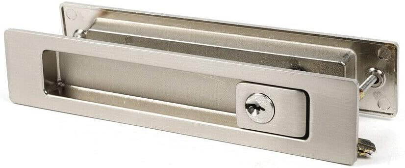 TFCFL Generic Recessed Sliding Pocket Privacy Lock Door Latch Brushed Nickel Pull Handles Lock