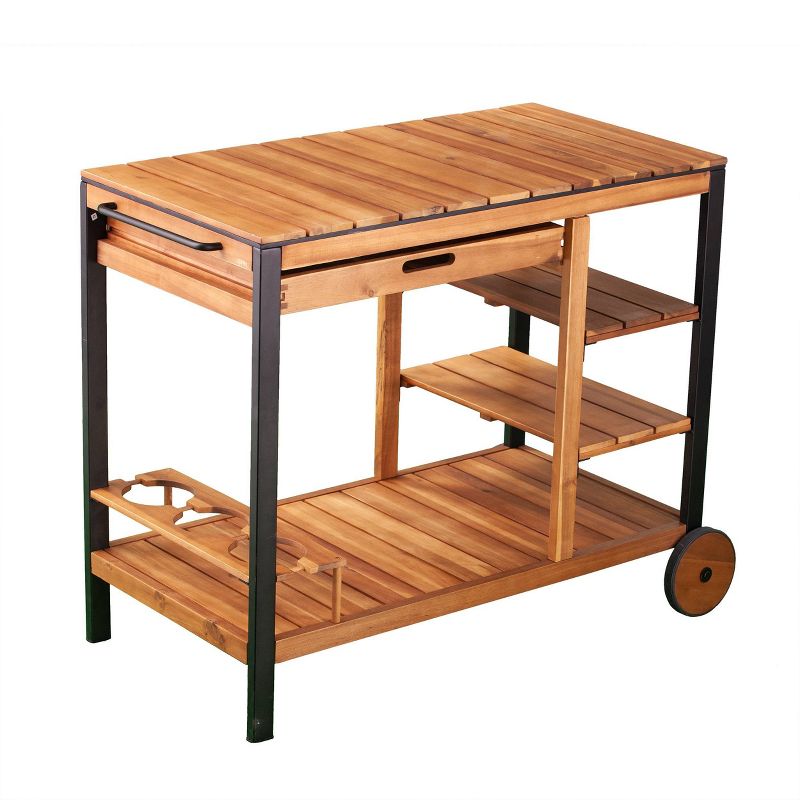Slat Top Serving Cart - Gray - Apollo Outdoor
