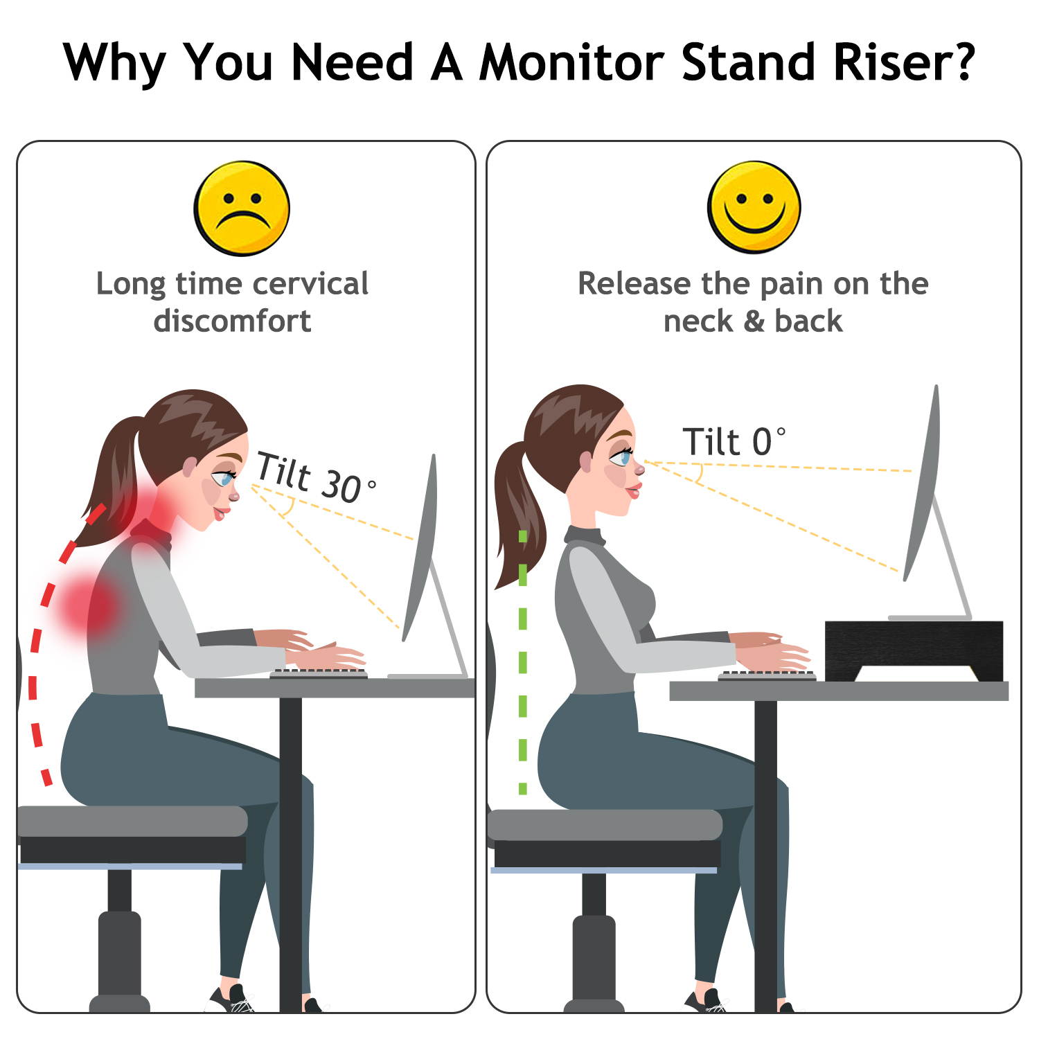 23 Inch Bamboo Monitor Stand Riser - Bamboo Desk Monitor Storage Organizer for Home and Office Computer Desk Laptop Printer TV Cellphone Stand Desktop Container by HUANUO