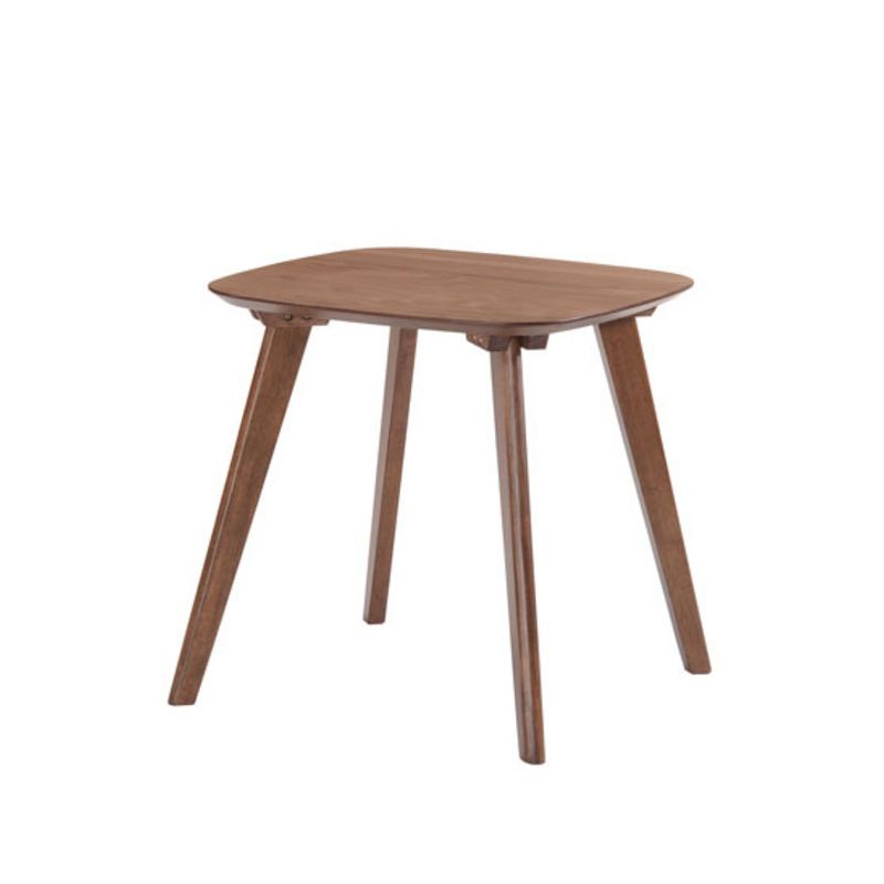 Wallace & Bay T550-1 Simplicity 19.75 Inch Walnut Brown Scandinavian Style Square Accent Side End Table with Curved Top and Round Slanted Legs