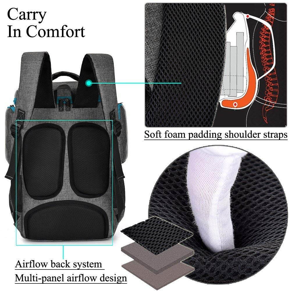 SOCKO 18 inch large Laptop Backpack for Men,Water Resistant Polyester Backpack ,Large Bookbag College Backpack Travel bag Black Business Backpack fit 17.3 18 18.4 laptops Macbook Computer,Gray