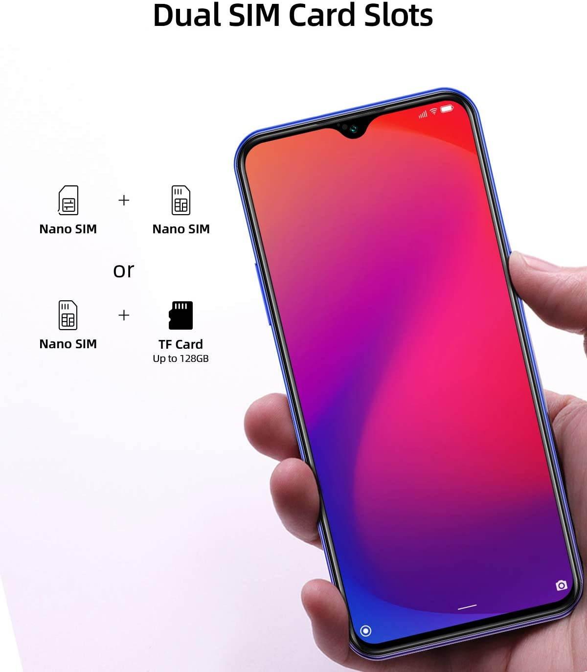 Moviles Libres,DOOGEE X95 Smartphone Libre 2020, 6.52 Pulgadas 19.5:9 HD+ Pantalla 4G Telefonos, 4350mAh, 13MP+2MP+2MP+5MP, Android 10.0 Smartphone, 16GB ROM,128GB SD, Dual SIM Face ID