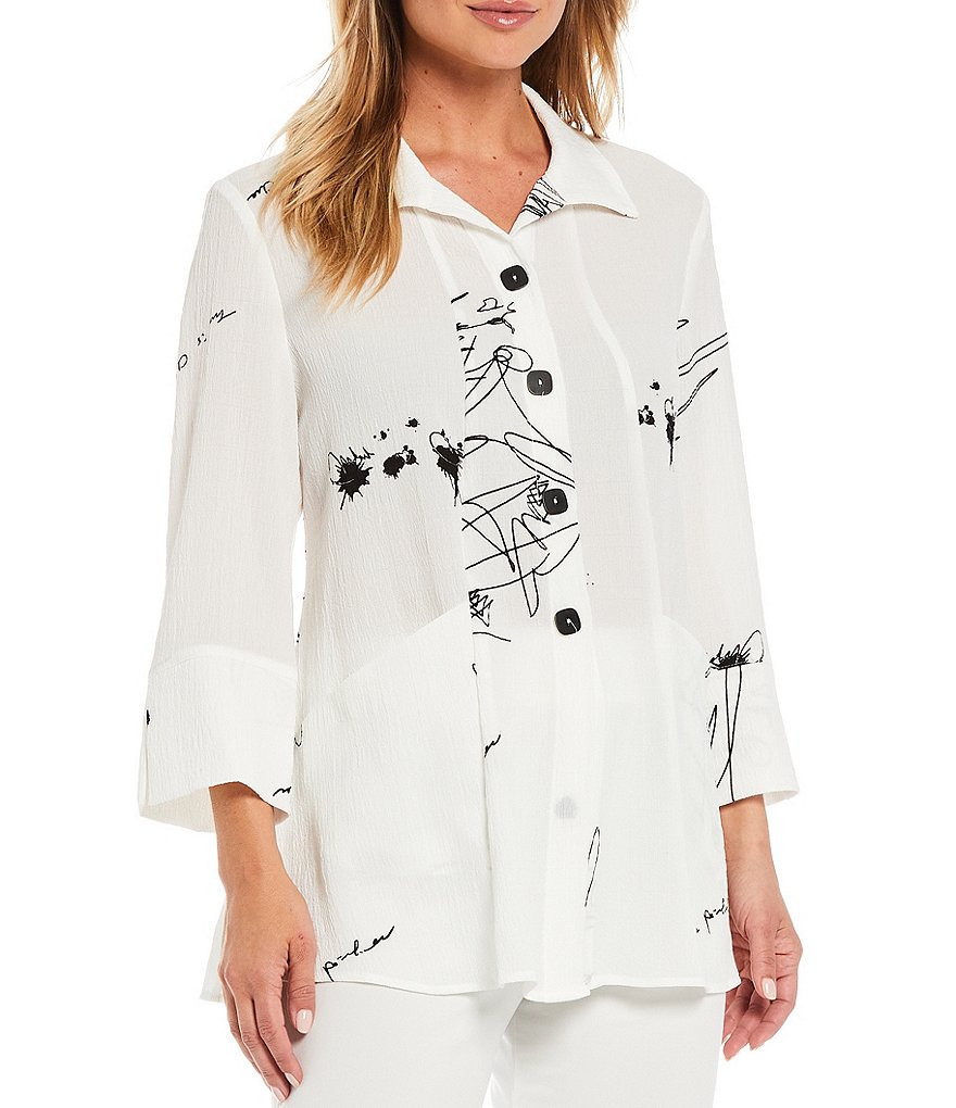 Caroline Rose Tissue Linen Bracelet Sleeve Shirt Jacket