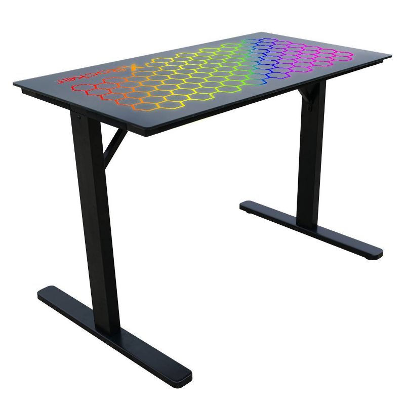 RGB LED Glass Top Desk Black - X Rocker