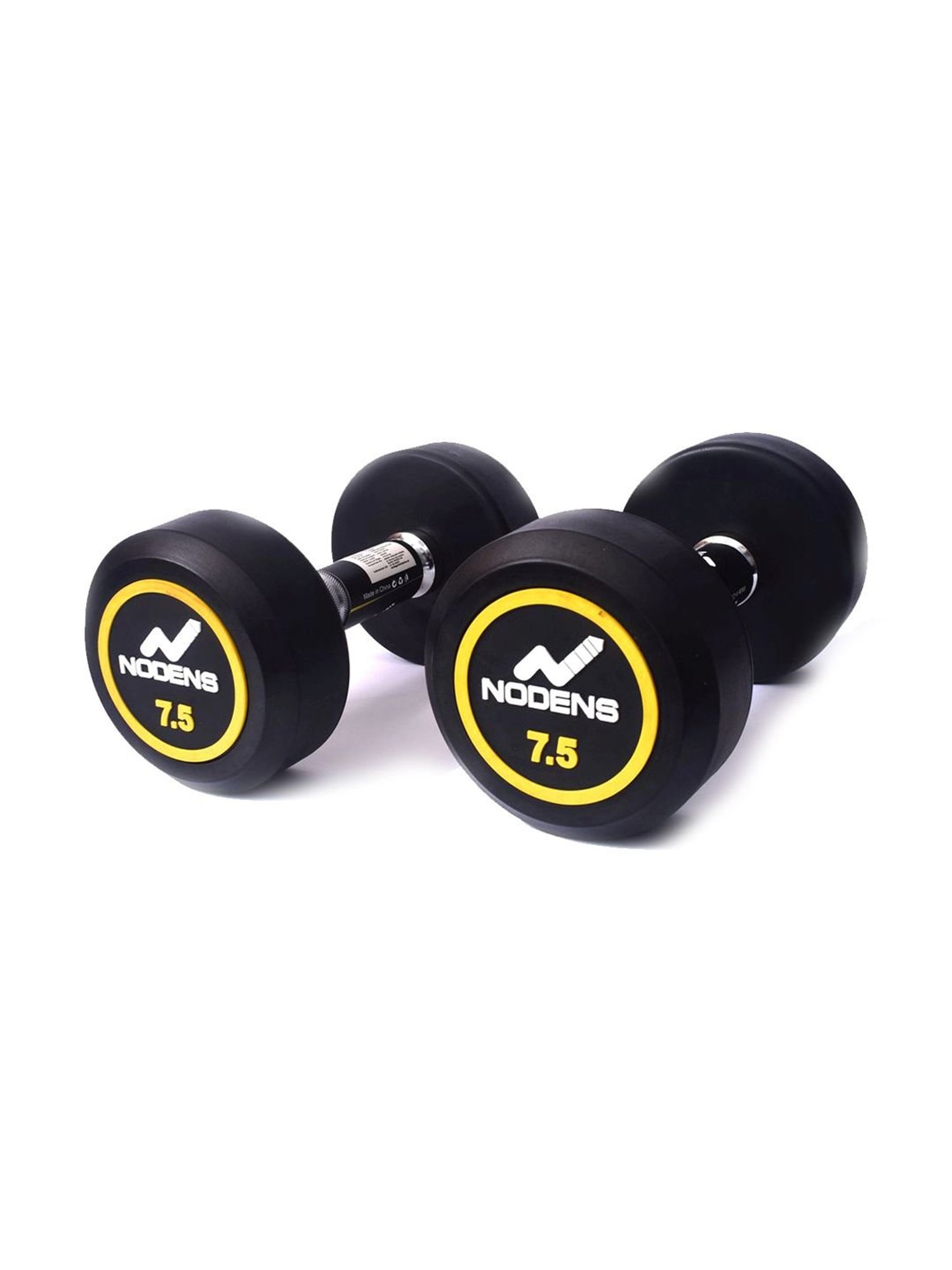 NODENS Black Rubber Coated Round Dumbbells (10 kg)