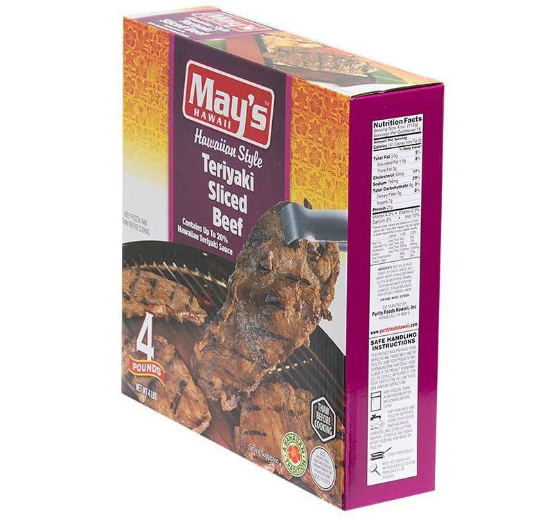 May's Hawaii Teriyaki Sliced Beef - 4lbs