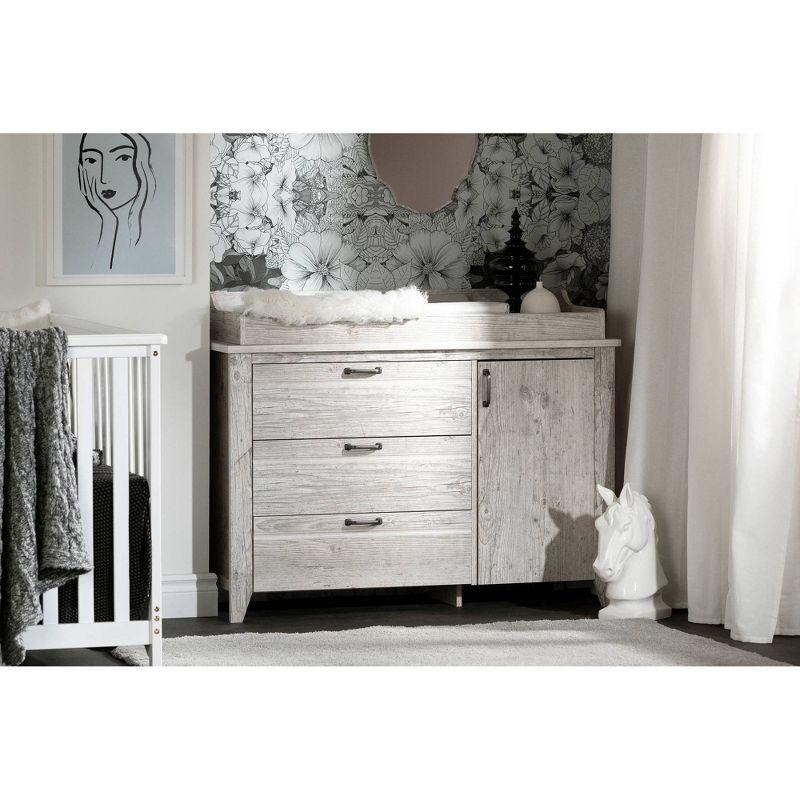 Hankel Changing Table - Pure White and Weathered Oak - South Shore