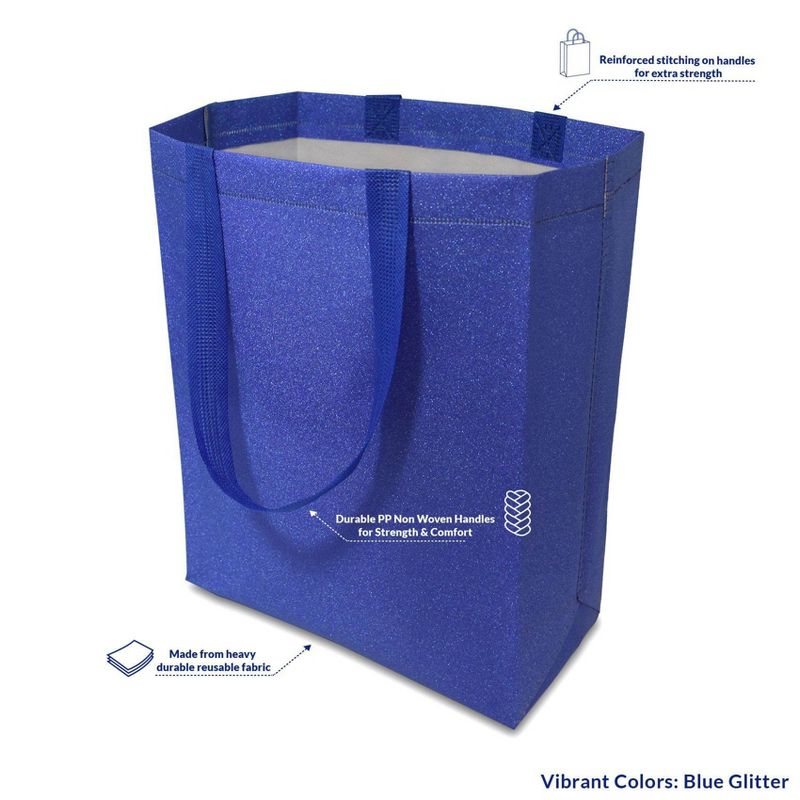 12pc Glitter Gift Bags Blue