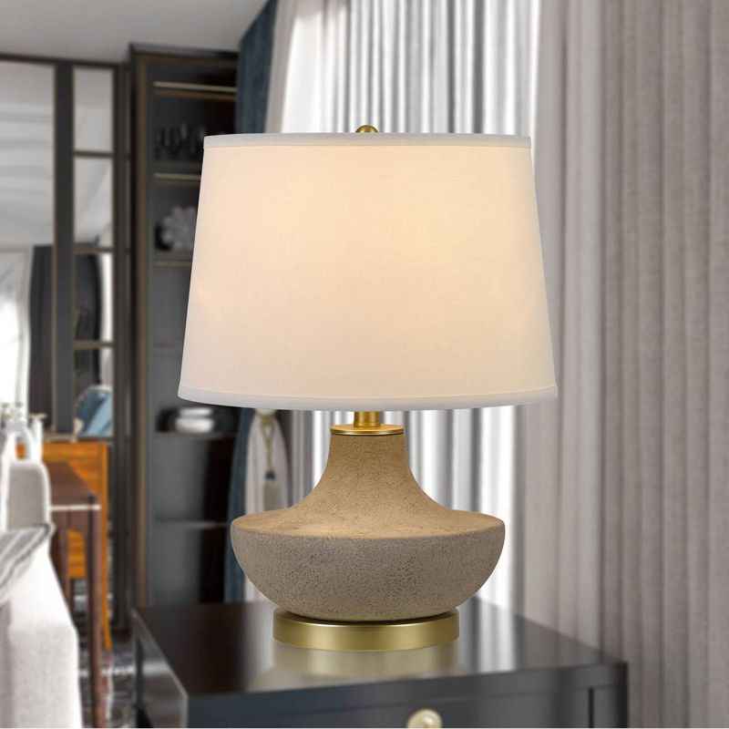 19.5" 3-way Almelo Ceramic Table Lamp with Taper Drum Hardback Shade Gravel - Cal Lighting