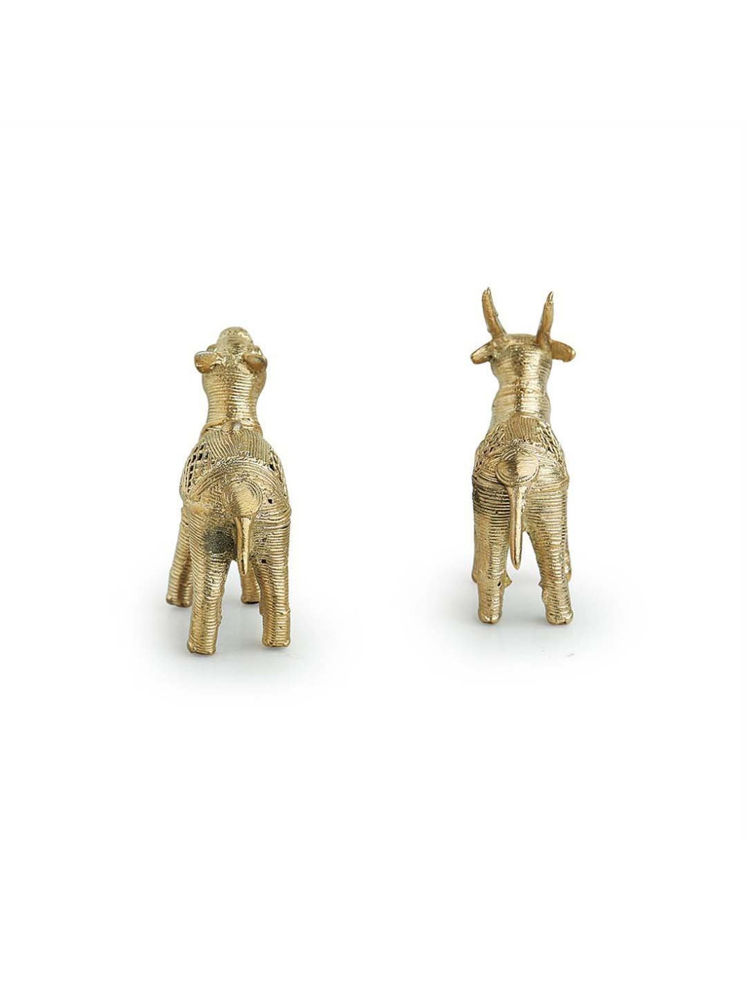 ExclusiveLane 'Royal Twins' Handmade Brass Figurines Showpieces In Dhokra Art (Set of 2)