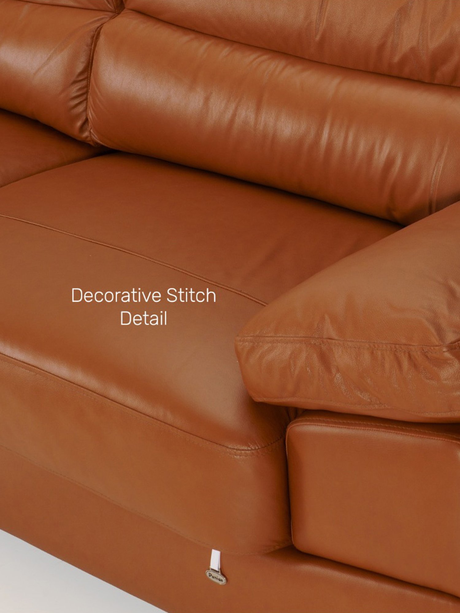 Durian Hensley Contemporary Tan Brown Leather 3 Seater Sofa
