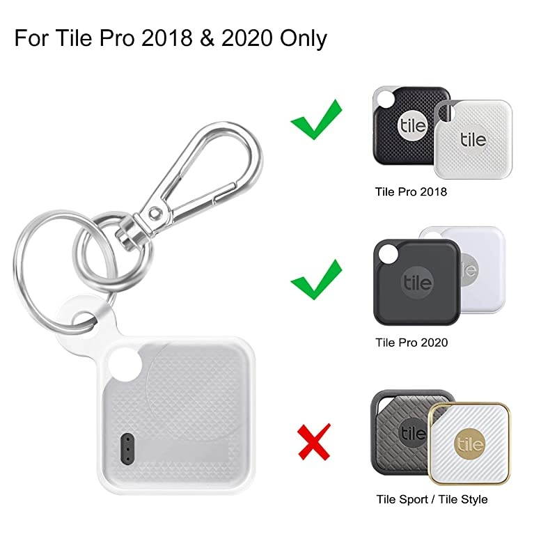 Silicone Case with Carabiner Keychain for Tile Pro 2020 2018 AntiScratch Lightweight Soft Protective Sleeve Skin Cover SemiTransparent White