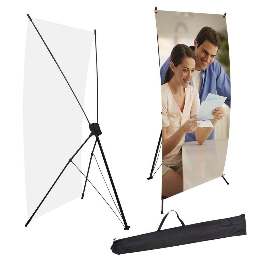 Commercial X Banner Display Stand 24" wide 63" tall + travel bag Trade Show