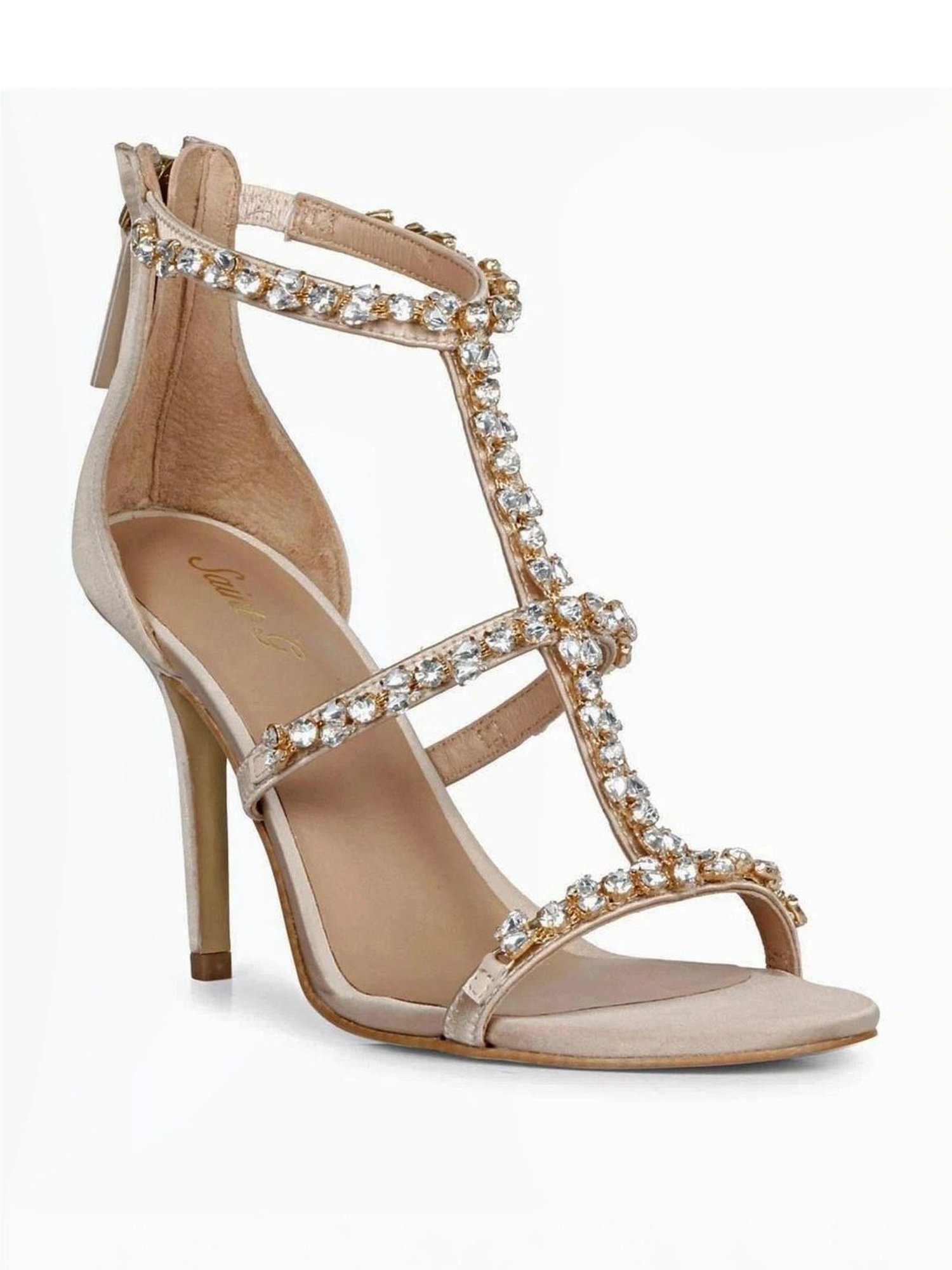 Saint G Women's Ella Champagne Ankle Strap Stilettos