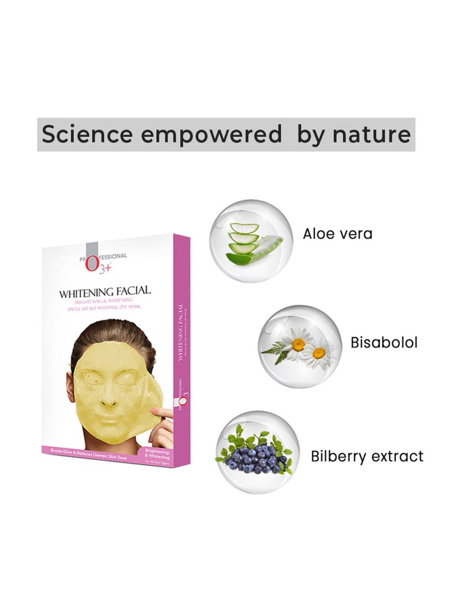 O3+ Whitening Facial Kit withBrightening & WhiteningPeel Off Mask - 45 gm