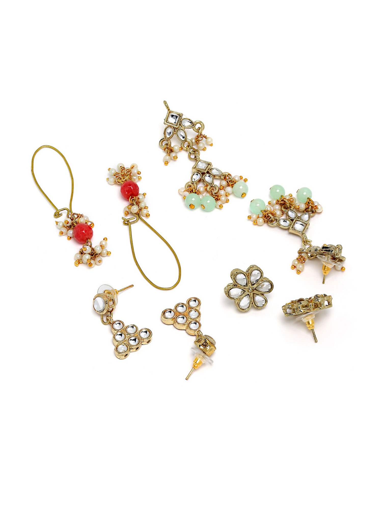 Karatcart Handcrafted Kundan Dangler & Stud Earrings - Set of 4