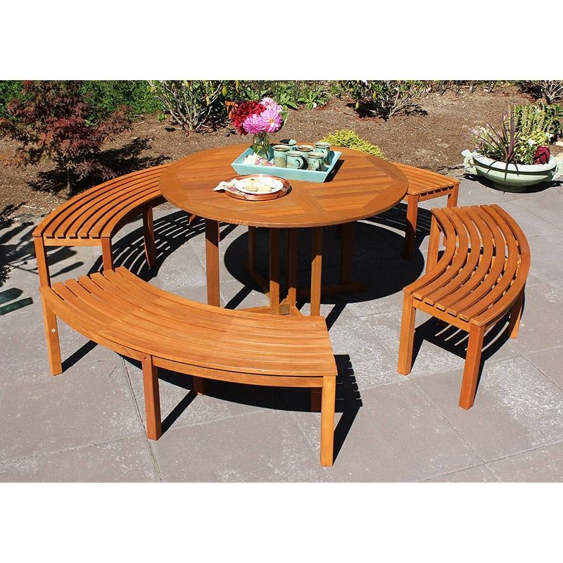 58.8" Classic Outdoor Eucalyptus Curved Backless Bench Natural Oil Finish - ACHLA Designs