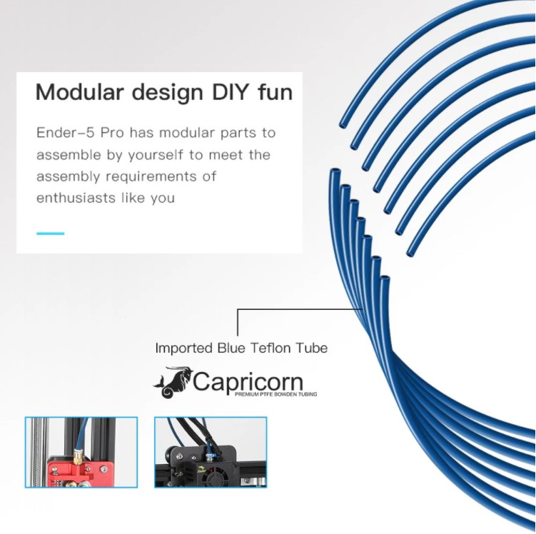 Creality Official Ender 5 Pro 3D Printer with Silent Mainboard Pre-Installed,Capricorn Tube, Metal Exruder,220 * 220 * 300mm Build Volume, Removable Platform, Dual Y-Axis, Modular Design