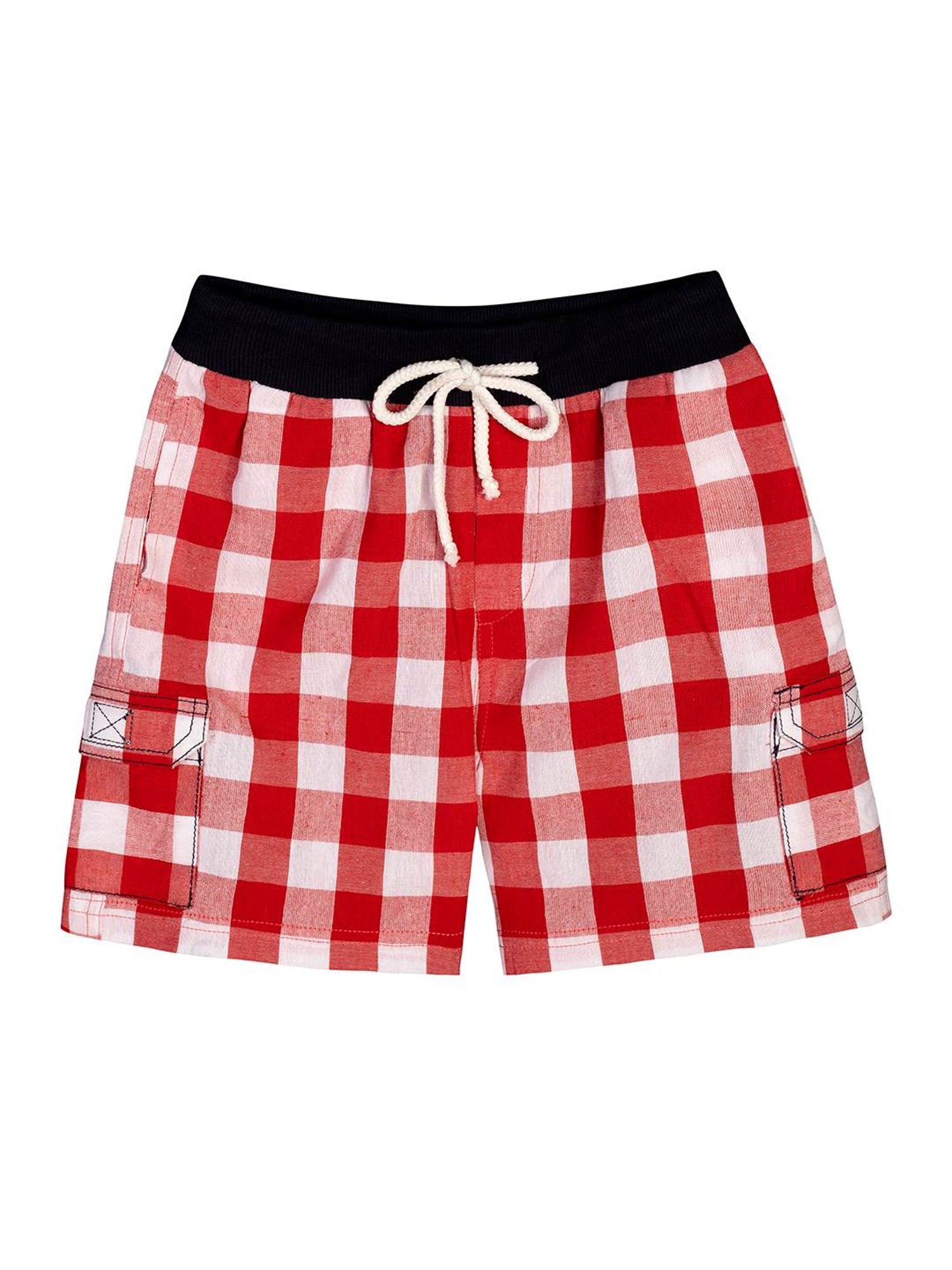 Budding Bees Kids Red Checks Shorts