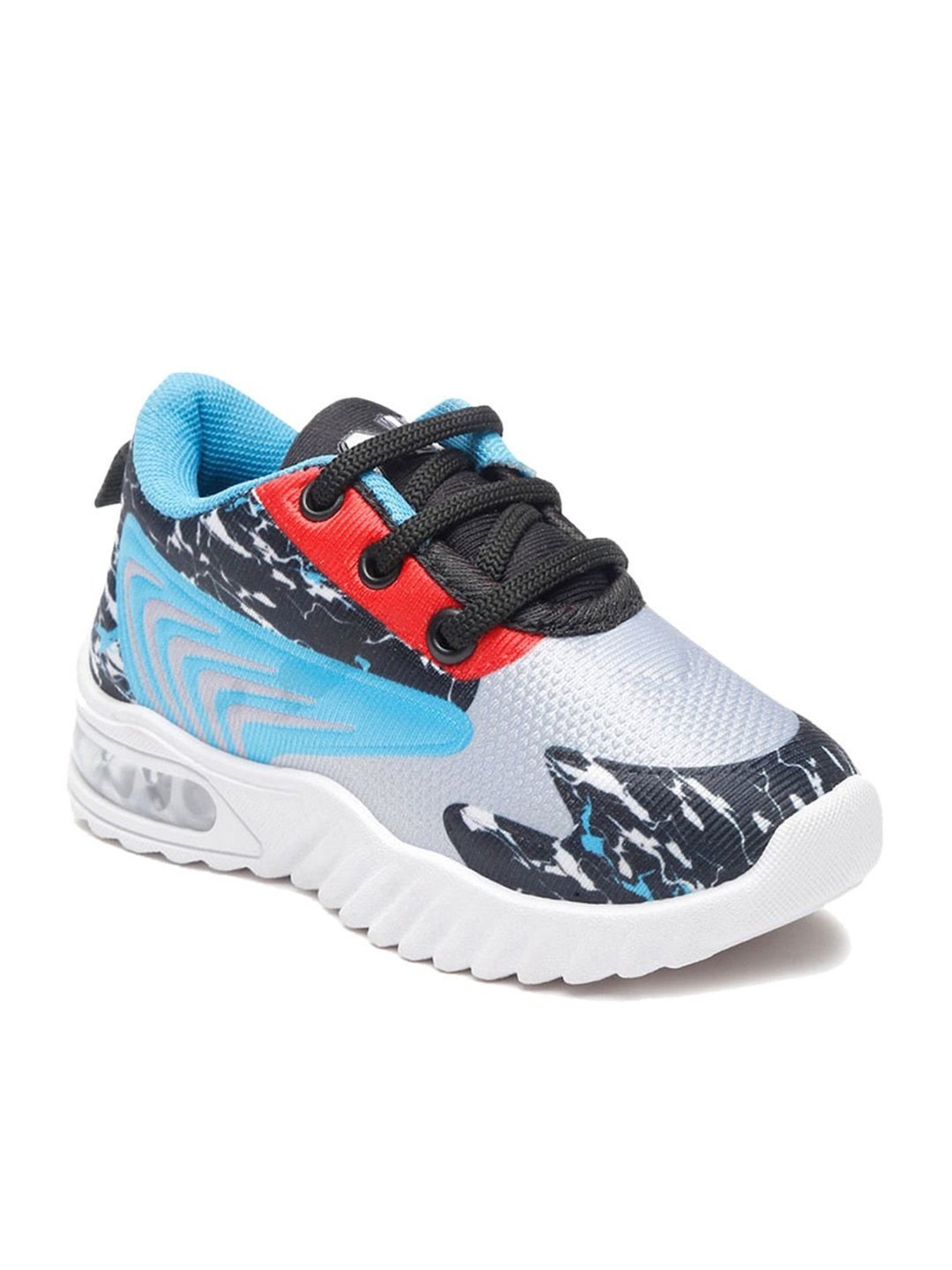 Tiny Bugs Kids White & Sky Blue Lace Up Shoes