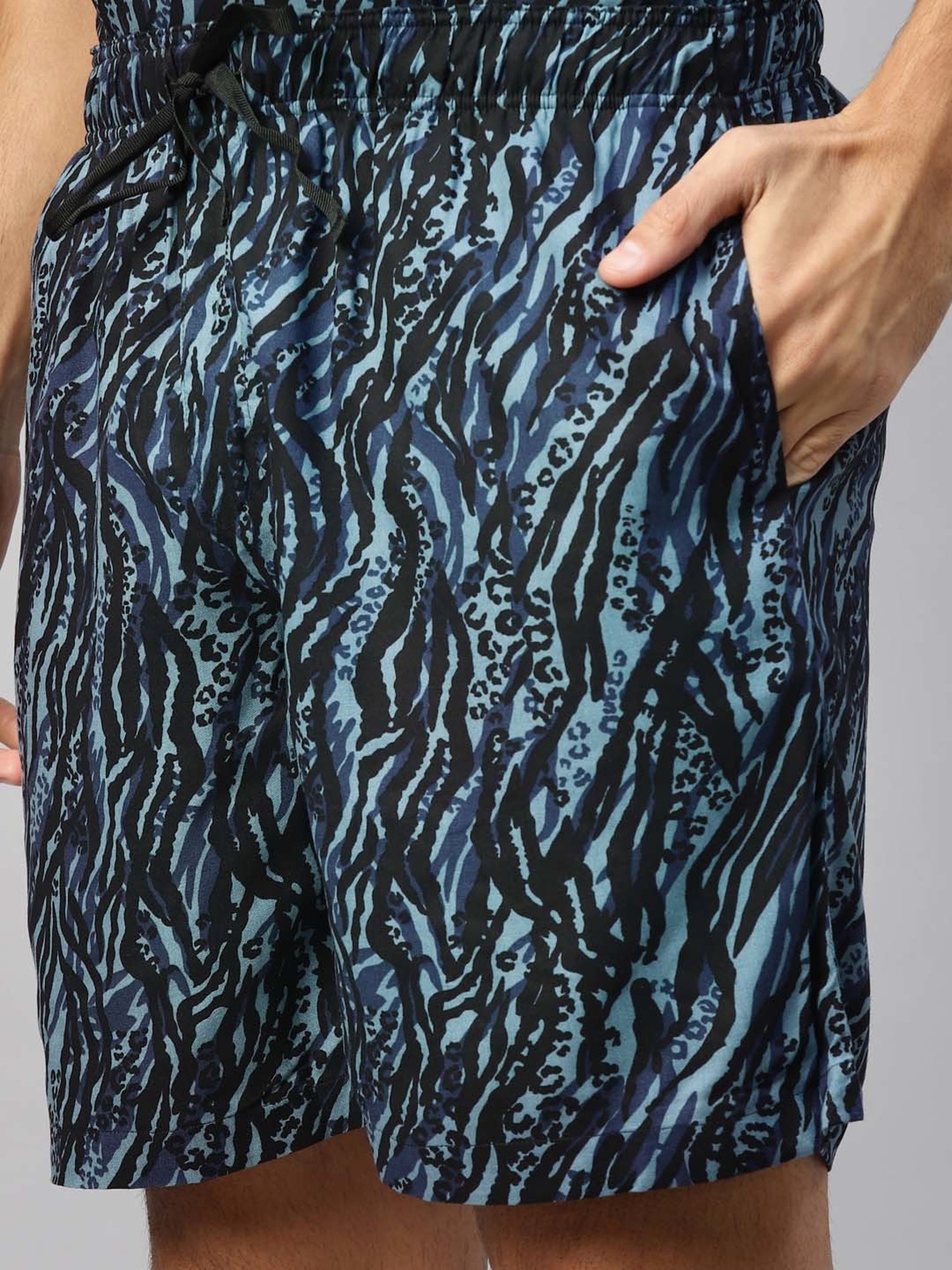 Don Vino Navy Relaxed Fit Printed Shirt & Shorts Set