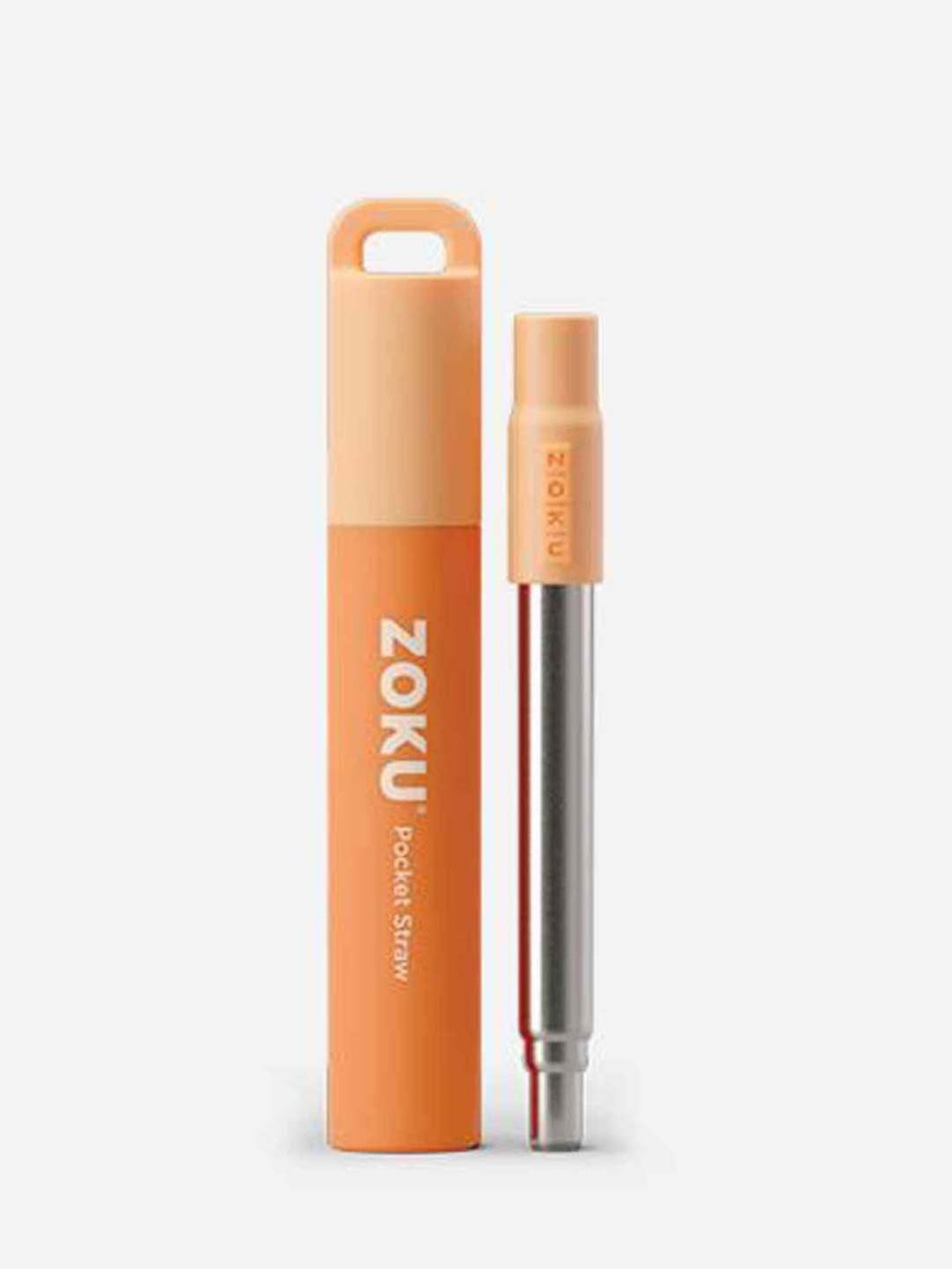 Zoku Orange & Silver Stainless Steel Pocket Straw