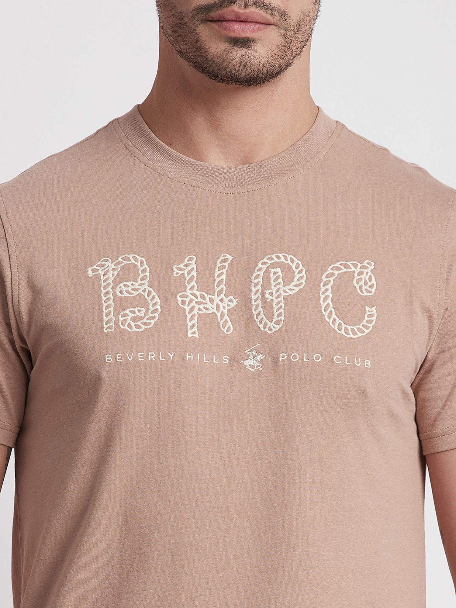 Beverly Hills Polo Club Brown Regular Fit Pure Cotton Crew T-Shirt